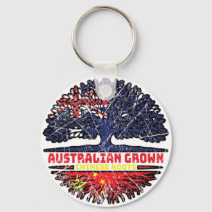 China Chinese Australian Australia Tree Roots Flag Key Ring