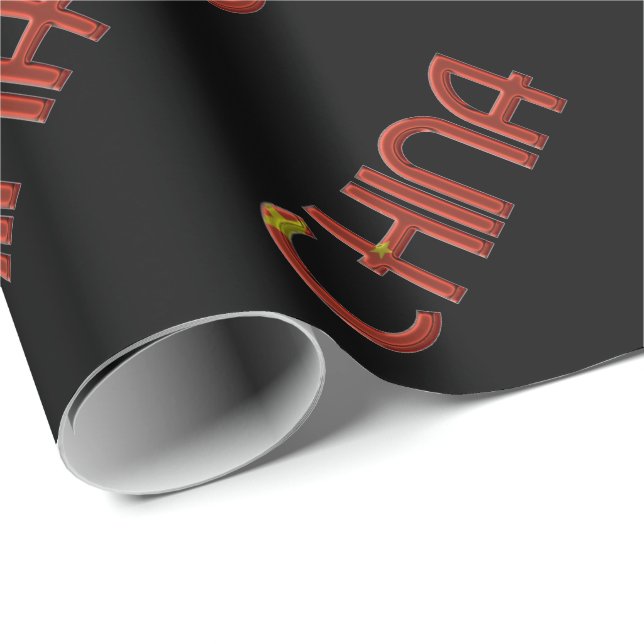 China Chinese Flag Colours Typography Wrapping Paper (Roll Corner)