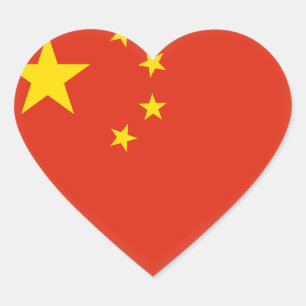 China (Chinese) Flag Heart Sticker