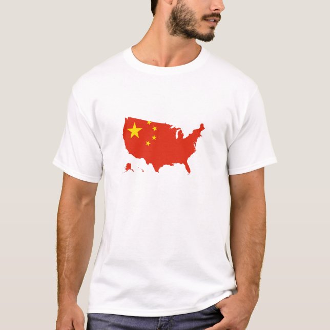 China Chinese flag in USA united states T-Shirt (Front)