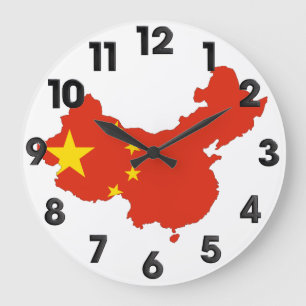 China country flag large clock