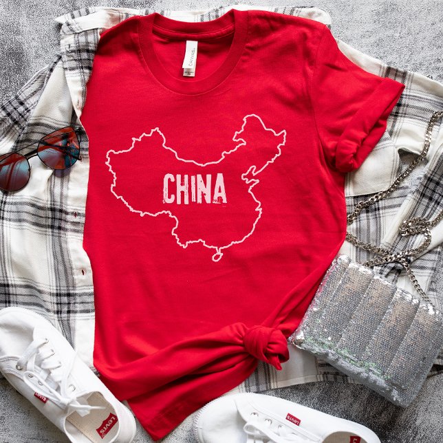China Country Map Chinese Nation Border Outline T-Shirt (Creator Uploaded)