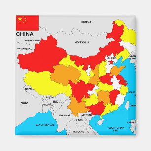 china country political map flag magnet