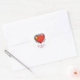 China Couple Heart Wedding Classic Round Sticker