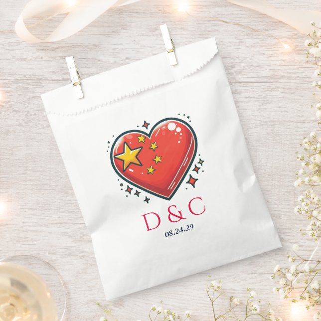 China Couple Heart Wedding Favour Bags (Clipped)