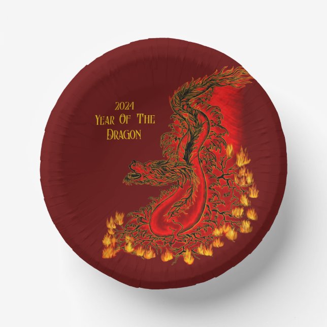 China Dragon , 2024 Year Of The Dragon Paper Plate (Front)