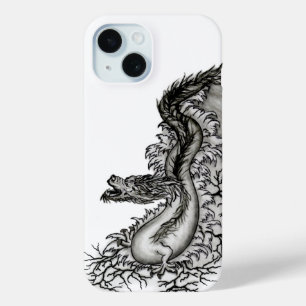 China Dragon, Black and white Design in Tattoostyl iPhone 15 Case