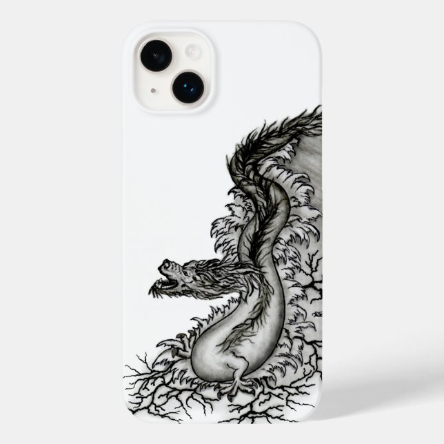 China Dragon, Black and white Design in Tattoostyl Case-Mate iPhone Case (Back)