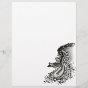 China Dragon, Black and white Design in Tattoostyl Custom Letterhead