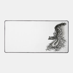 China Dragon, Black and white Design in Tattoostyl Desk Mat