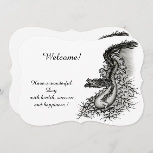 China Dragon, Black and white Design in Tattoostyl Invitation