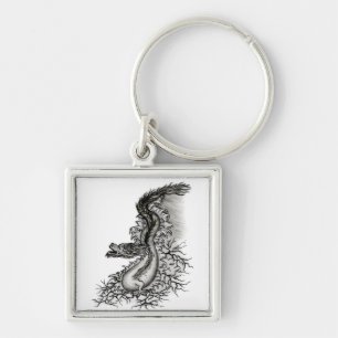 China Dragon, Black and white Design in Tattoostyl Key Ring