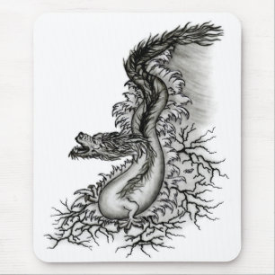 China Dragon, Black and white Design in Tattoostyl Mouse Mat