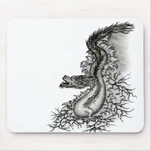 China Dragon, Black and white Design in Tattoostyl Mouse Mat