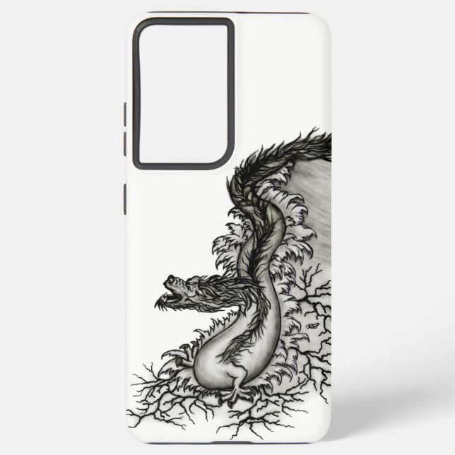 China Dragon, Black and white Design in Tattoostyl Samsung Galaxy S21 Ultra Case (Back)
