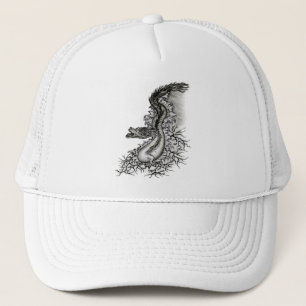 China Dragon, Black and white Design in Tattoostyl Trucker Hat