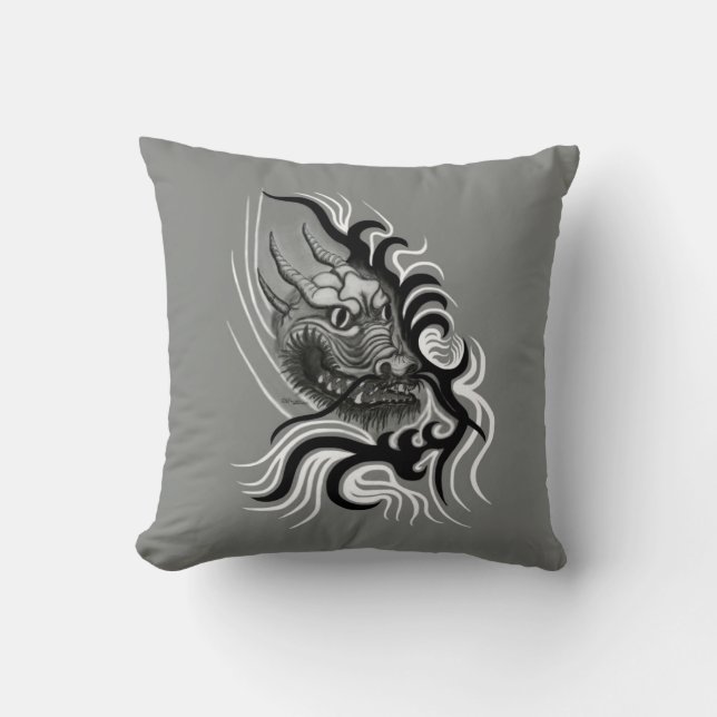 China Dragon in Tattoostyle Cushion (Front)
