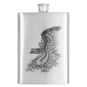China Dragon in Tattoostyle Hip Flask