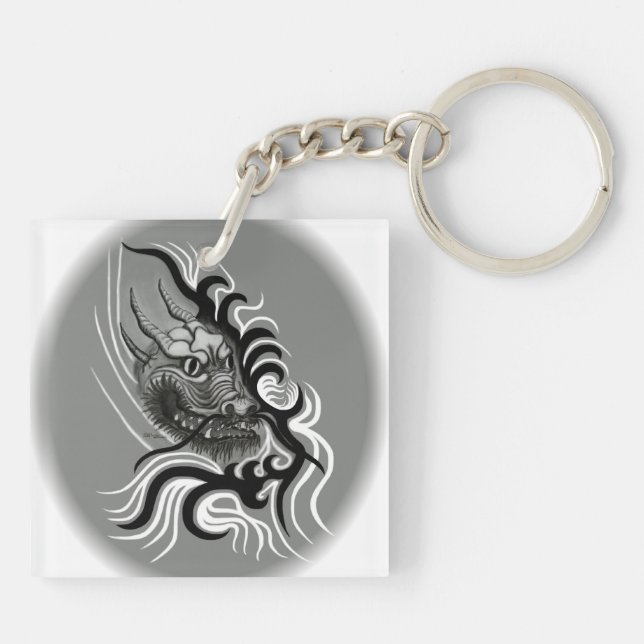 China Dragon in Tattoostyle Key Ring (Back)