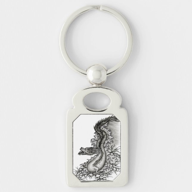 China Dragon in Tattoostyle Key Ring (Front)