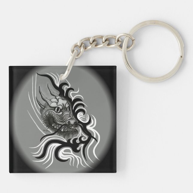 China Dragon in Tattoostyle Key Ring (Back)