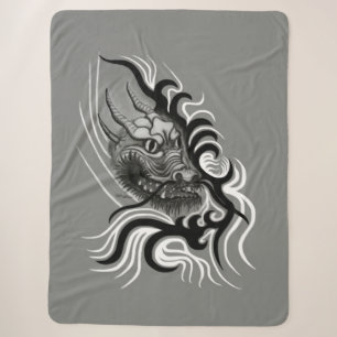 China Dragon in Tattoostyle Sherpa Blanket