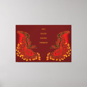 China Dragon red and gold design Canvas Print