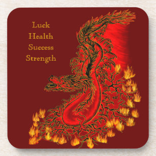 China Dragon red and gold design Coaster