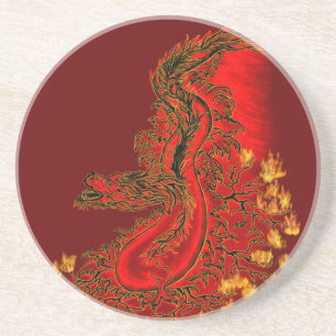 China Dragon red and gold design Coaster