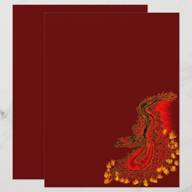 China Dragon red and gold design Custom Letterhead (Front/Back)