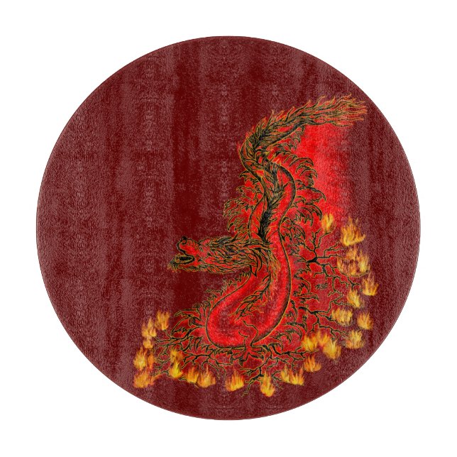 China Dragon red and gold design Cutting Board (Front)