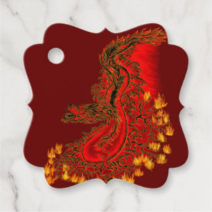 China Dragon red and gold design Favour Tags