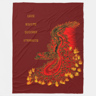 China Dragon red and gold design Fleece Blanket