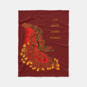 China Dragon red and gold design Fleece Blanket