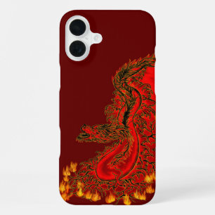 China Dragon red and gold design iPhone 16 Plus Case