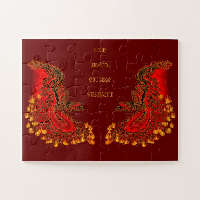 China Dragon red and gold design Jigsaw Puzzle (Horizontal)
