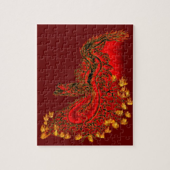 China Dragon red and gold design Jigsaw Puzzle (Vertical)