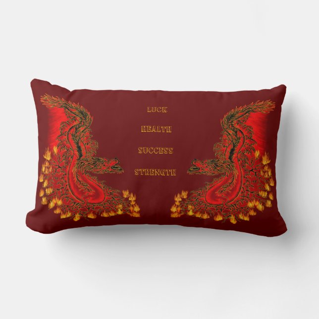 China Dragon red and gold design Lumbar Cushion (Front)