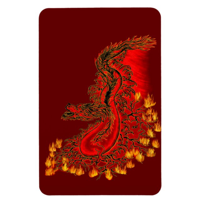China Dragon red and gold design Magnet (Vertical)