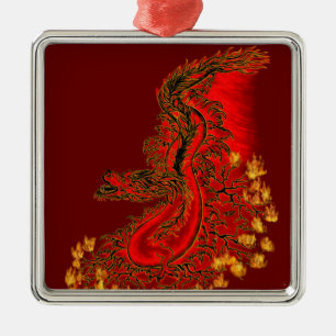 China Dragon red and gold design Metal Tree Decoration