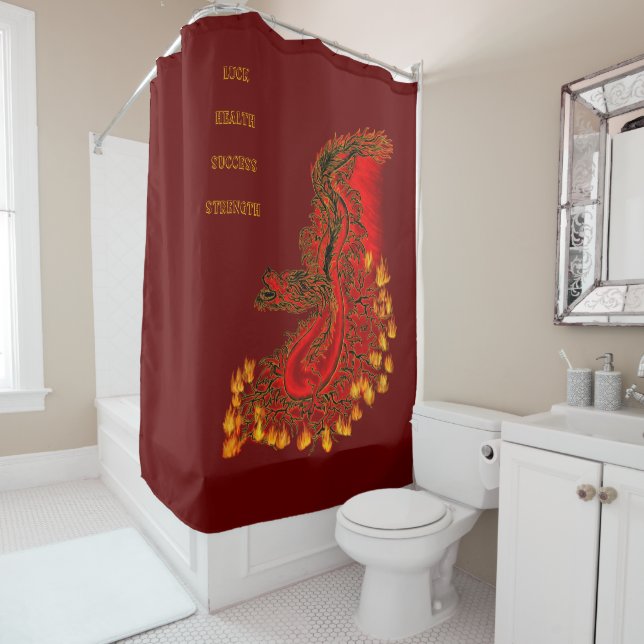 China Dragon red and gold design Shower Curtain (In Situ)