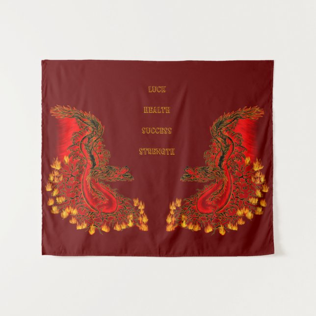 China Dragon red and gold design Tapestry (Front (Horizontal))