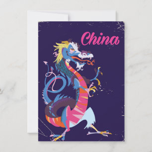 China Dragon vintage style travel poster Invitation