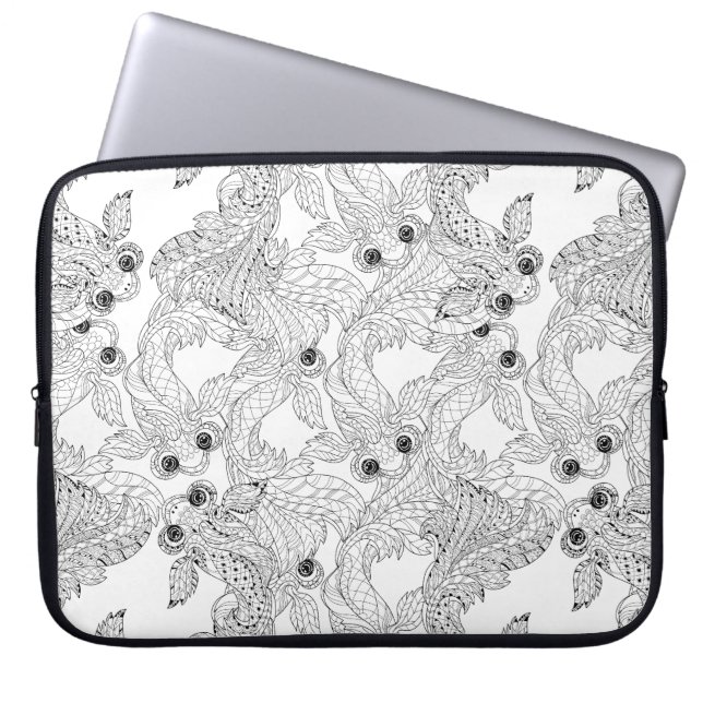 China Fish Doodle Laptop Sleeve (Front)