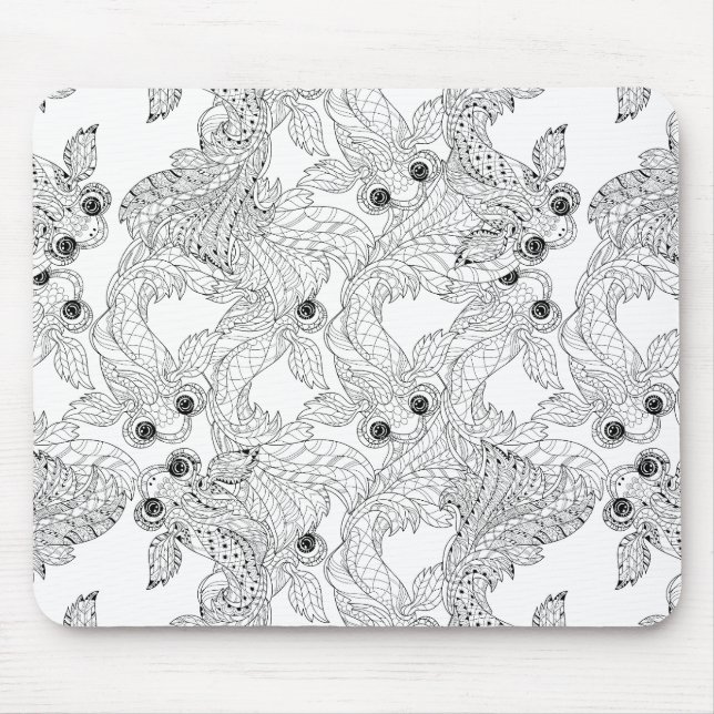 China Fish Doodle Mouse Mat (Front)
