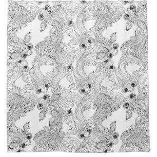 China Fish Doodle Shower Curtain