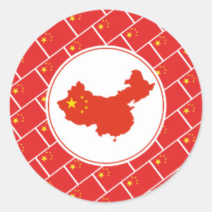 CHINA FLAG Chinese Map Stylish Patriotic Classic Round Sticker