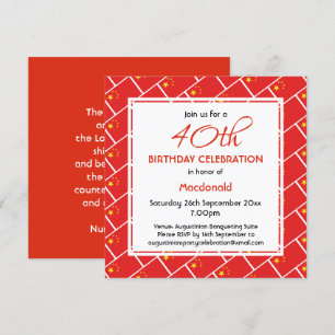 CHINA FLAG Custom Birthday Celebration Invitation