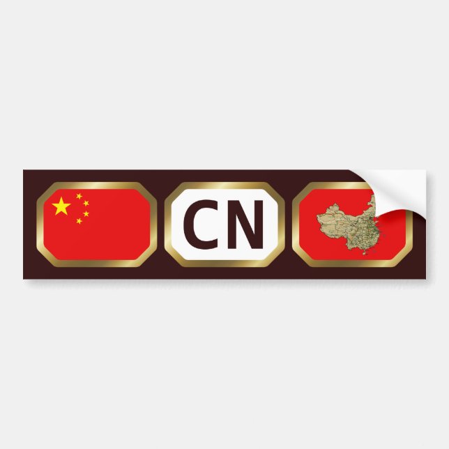China Flag Map Code Bumper Sticker (Front)