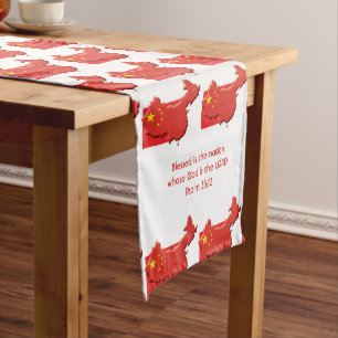CHINA Flag Map Customised Scripture Short Table Runner